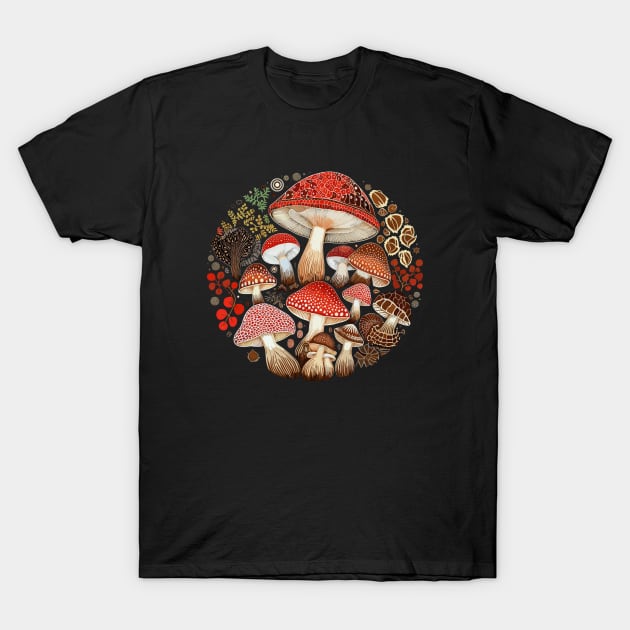 Mosaic Mushroom Pattern T-Shirt by MushMagicWear